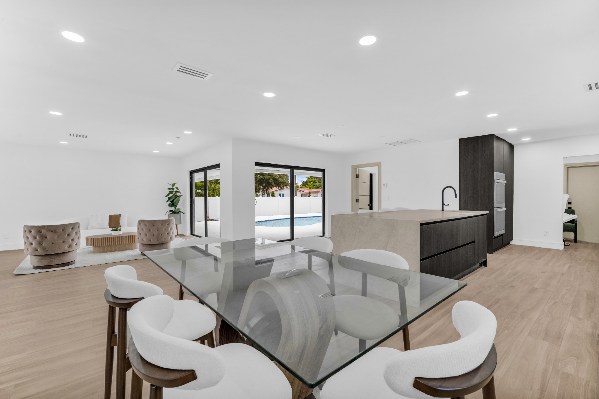 Open dining and kitchen